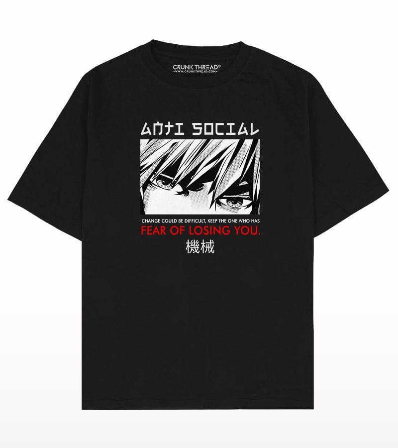 Anti social anime Oversized T-shirt - Crunk Thread