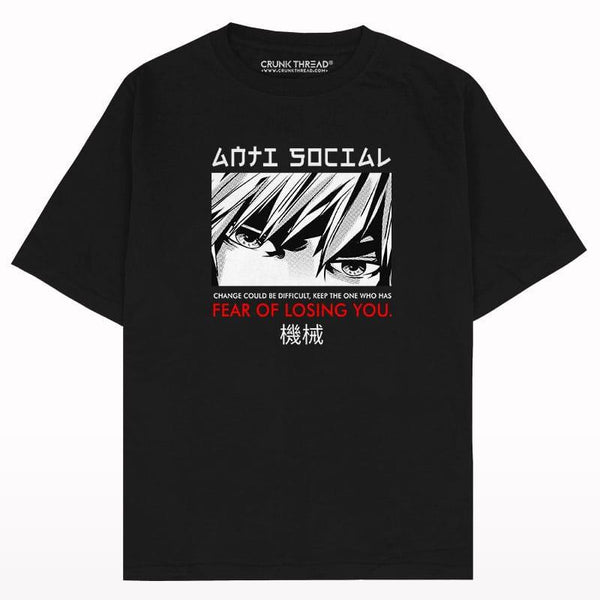Anti social anime Oversized T-shirt - Crunk Thread