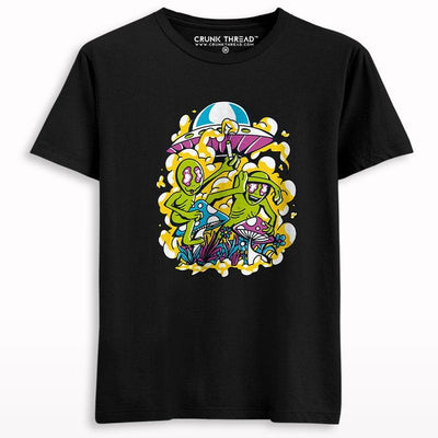 Alien on psychedelic mushroom T-shirt - Crunk Thread