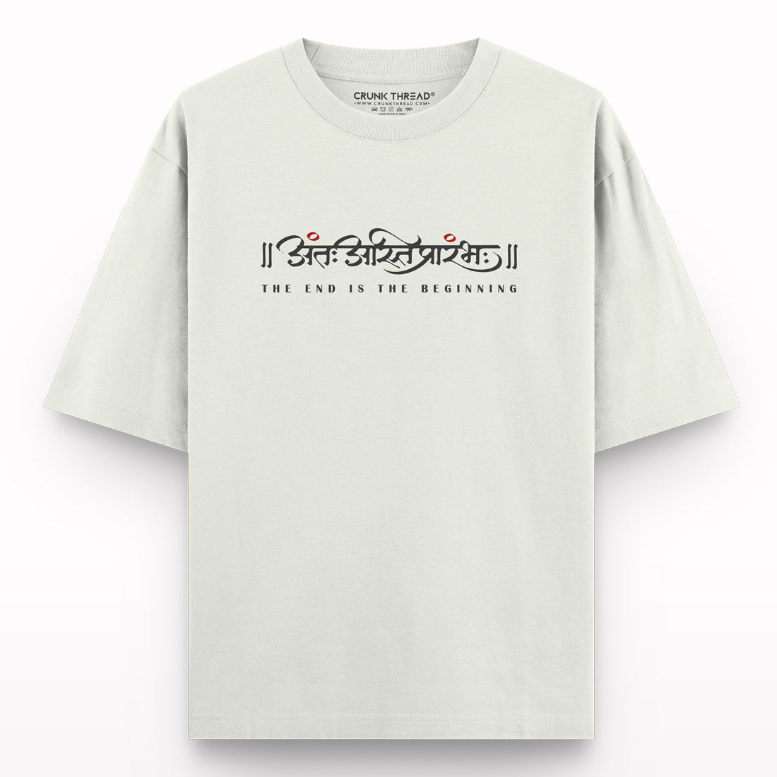 Antah-asti-prarambha-offwhiteoversized-t-shirt - Crunk Thread