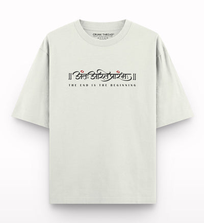 Antah-asti-prarambha-offwhiteoversized-t-shirt - Crunk Thread