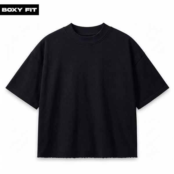 BLACK-PLAIN-BOXY-FIT-FRONT - Crunk Thread