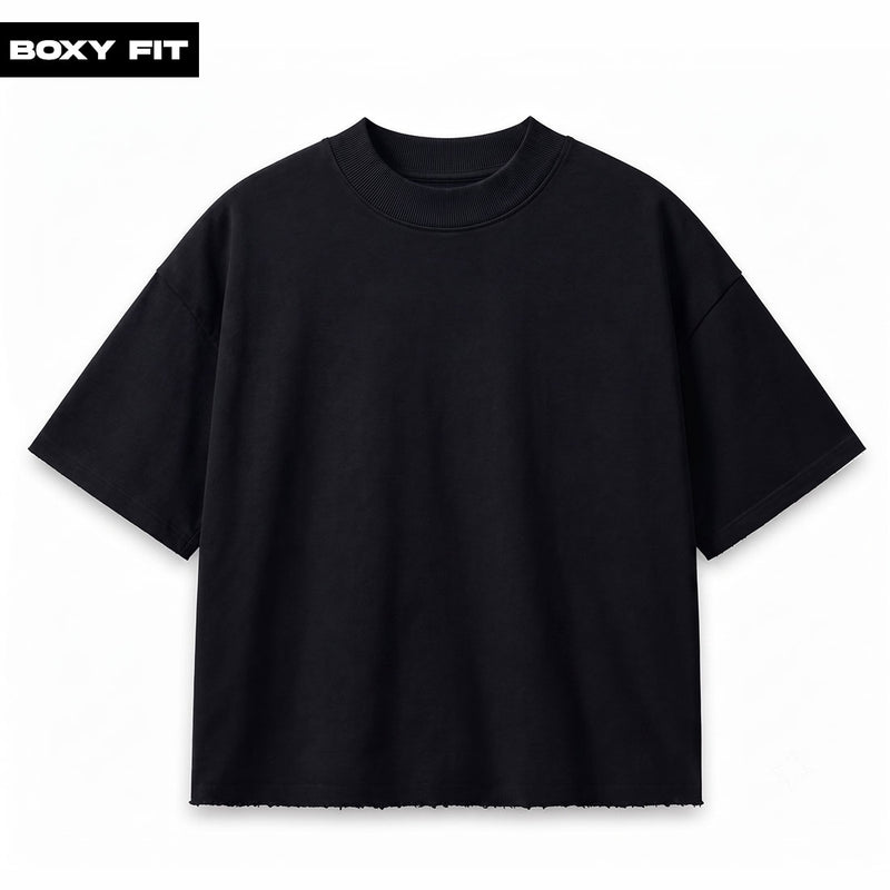 BLACK-PLAIN-BOXY-FIT-FRONT - Crunk Thread