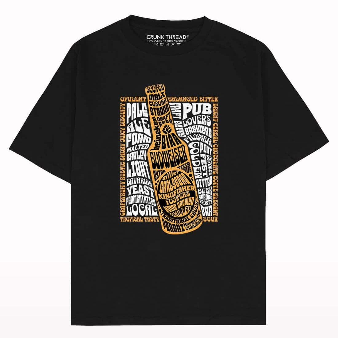 Beer Typography Oversized T-shirt - Crunk Thread