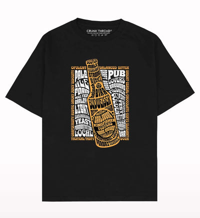 Beer Typography Oversized T-shirt - Crunk Thread