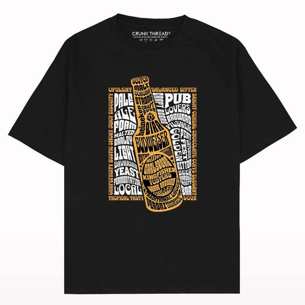 Beer Typography Oversized T-shirt - Crunk Thread