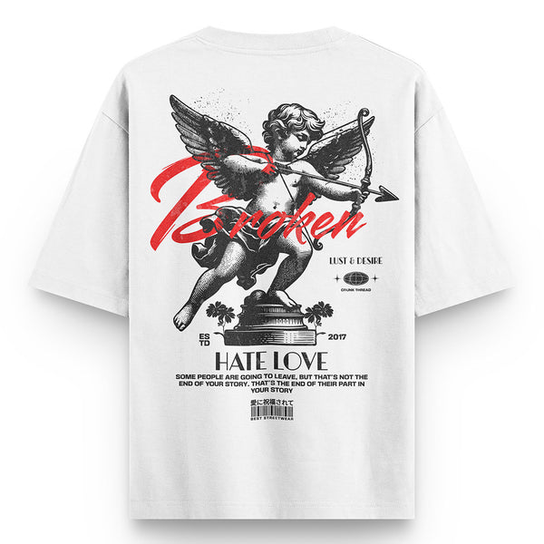 Broken-Hate-Love-oversized-t-shirt - Crunk Thread