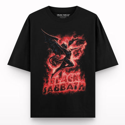 Burning-devil-oversized-t-shirt - Crunk Thread