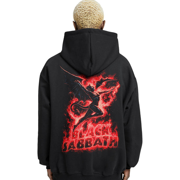 Burning Satan Relaxed Fit Drop Shoulder Hoodie