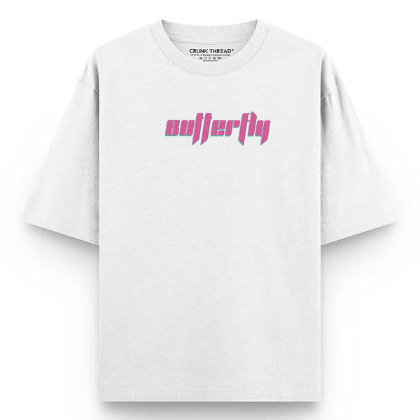 Butterfly-Y2k-Graphic-Oversized-T-shirt-front-white - Crunk Thread