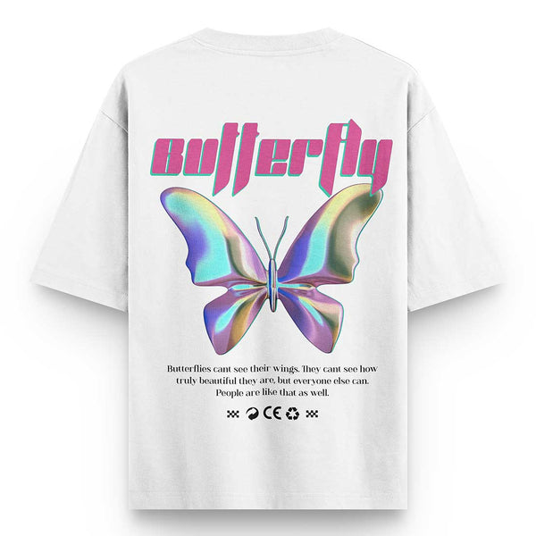 Butterfly-Y2k-Graphic-Oversized-T-shirt-white - Crunk Thread