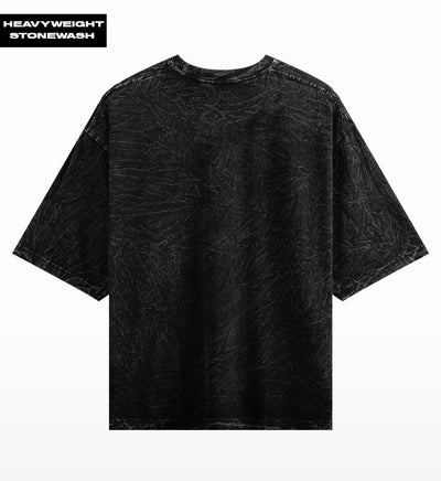 Anxiety Skull Gun Floral stonewash Oversized T-shirt.