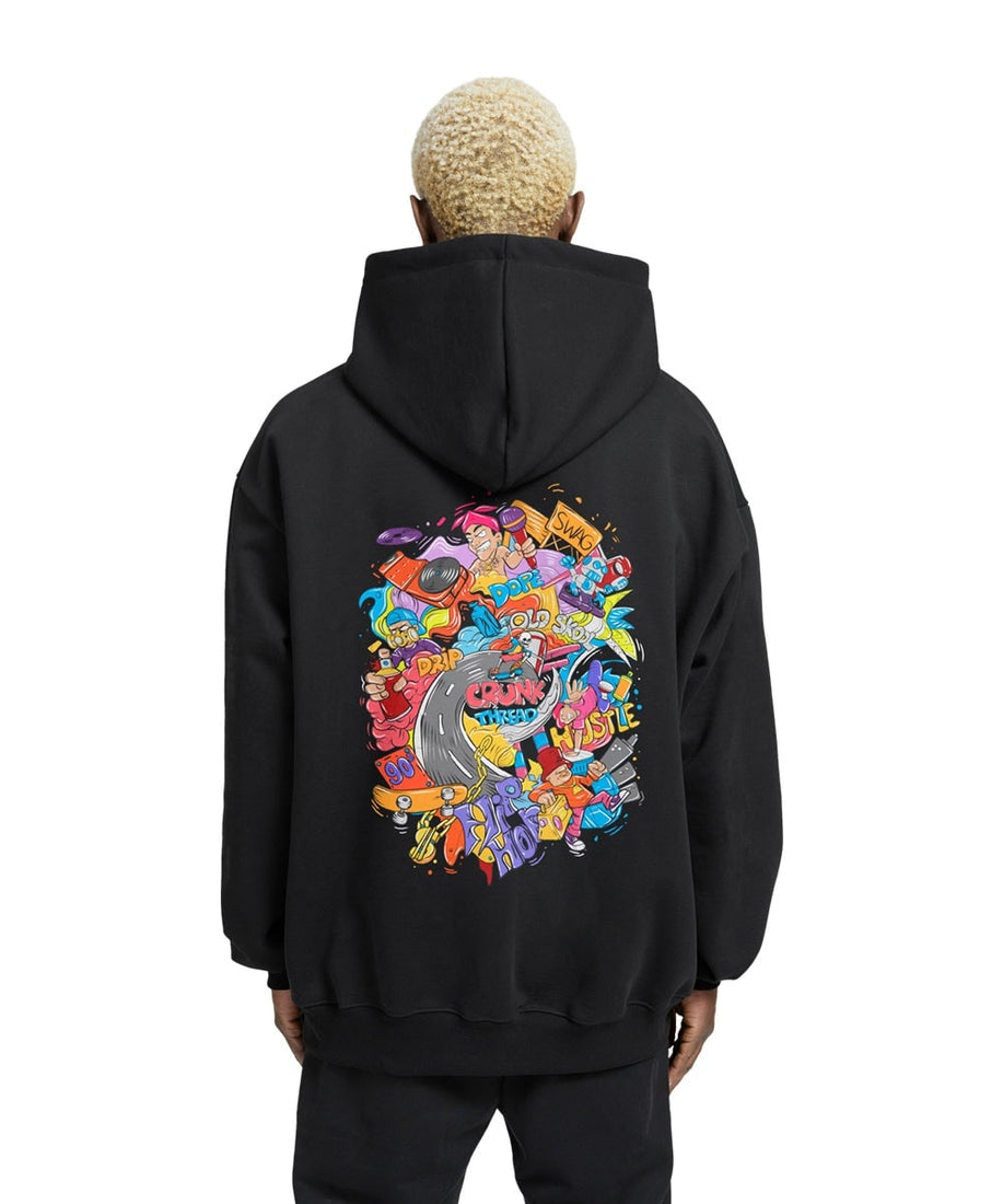 Doodle Hip Hop Relaxed Drop Shoulder Hoodie - Crunk Thread
