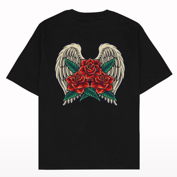 Crunk Thread Rose With Angel Wings Oversized T-shirt - Crunk Thread