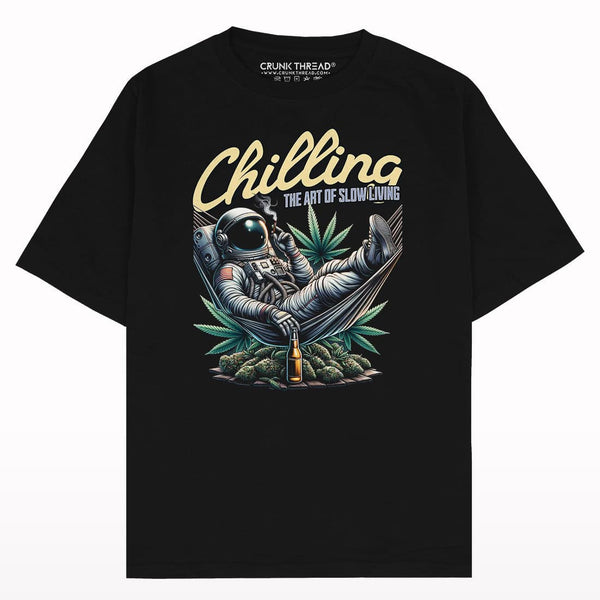 Chilling Astronaut Oversized T-shirt - Crunk Thread