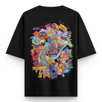Crunk Thread Doodle Hip Hop Oversized T-shirt