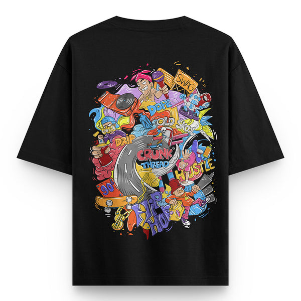 Crunk-thread-Doodle-oversized-t-shirt-back-black - Crunk Thread