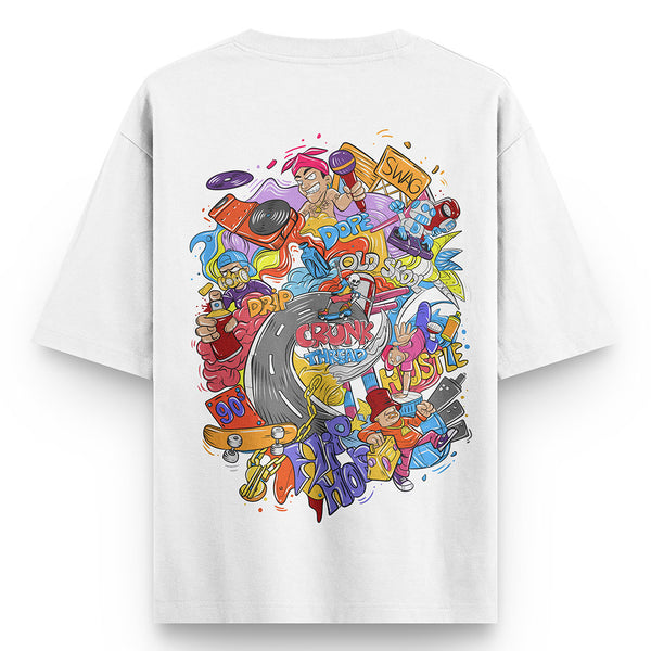 Crunk-thread-Doodle-oversized-t-shirt-white-back - Crunk Thread