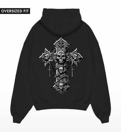 Crunk Thread Cross Skull Oversized Hoodie - Crunk Thread
