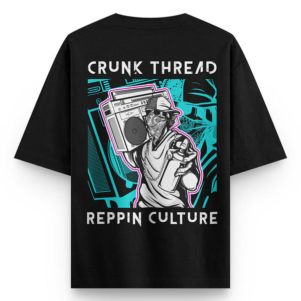 Crunk-thread-reppin-culture-black-oversized-t-shirt-back - Crunk Thread