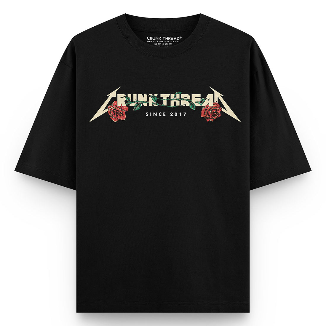 Crunk Thread Rose With Angel Wings Oversized T-shirt