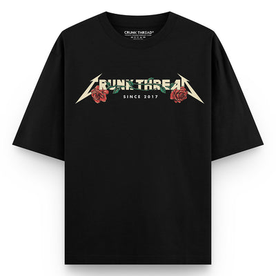Crunk Thread Rose With Angel Wings Oversized T-shirt