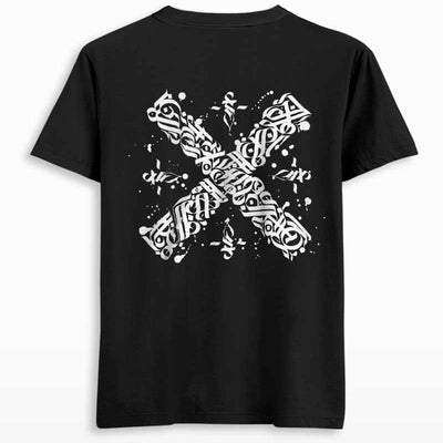 Destroyed Calligraphy Front & Back Print T-shirt - Crunk Thread