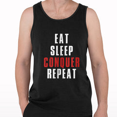 Eat Sleep Conquer Repeat Printed Tank Top