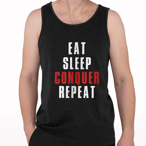 Eat Sleep Conquer Repeat Printed Tank Top - Crunk Thread