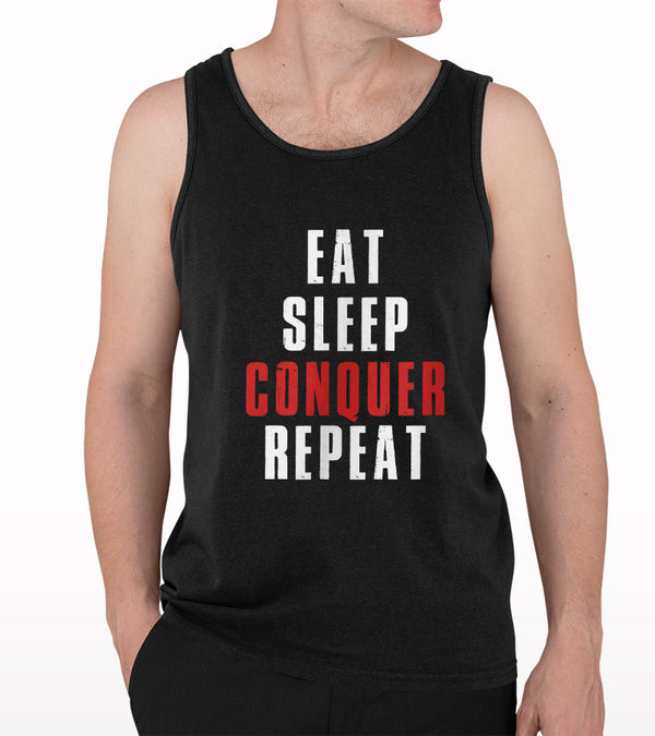 Eat Sleep Conquer Repeat Printed Tank Top