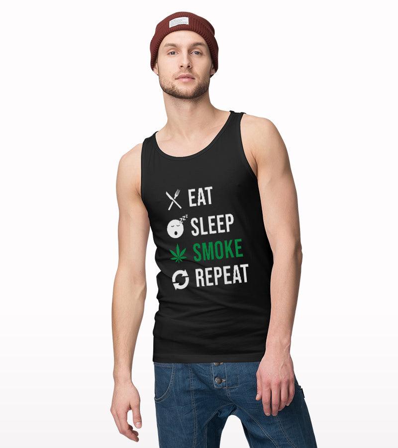 Eat Sleep Smoke Repeat Printed Tank Top - Crunk Thread