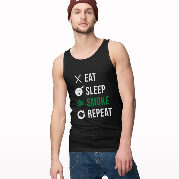 Eat Sleep Smoke Repeat Printed Tank Top - Crunk Thread