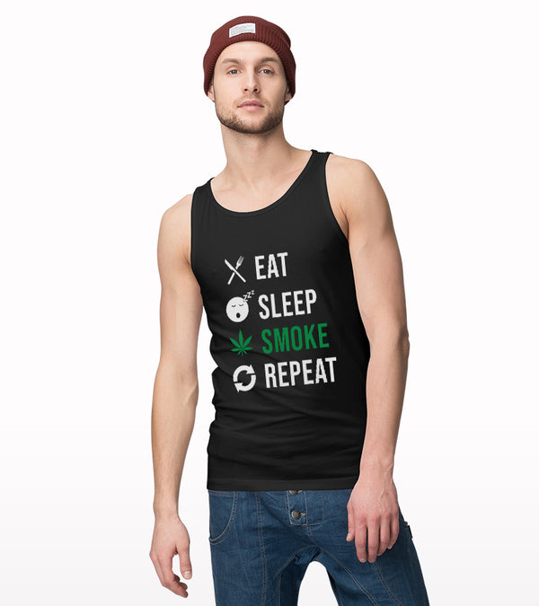 Eat Sleep Smoke Repeat Printed Tank Top