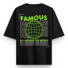 Famous Oversized Drop Shoulder Front-Back Print T-shirt