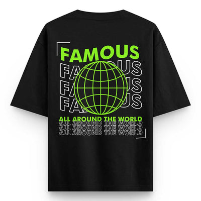 Famous Oversized Drop Shoulder Front-Back Print T-shirt