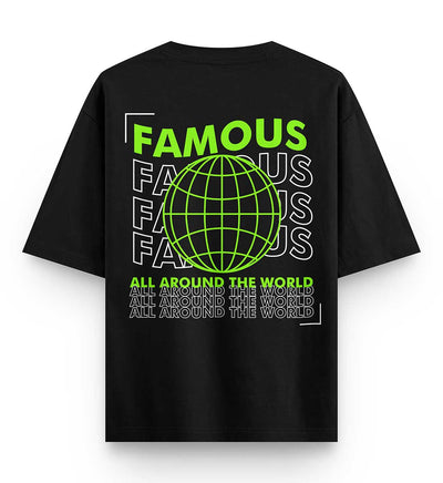 Famous Oversized Drop Shoulder Front-Back Print T-shirt
