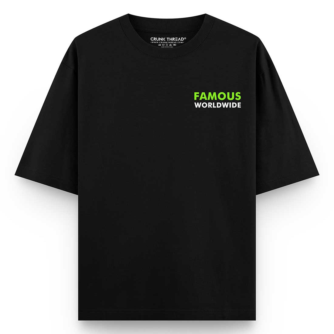 Famous Oversized Drop Shoulder Front-Back Print T-shirt