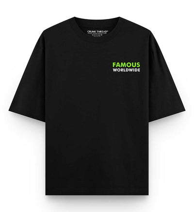 Famous Oversized Drop Shoulder Front-Back Print T-shirt