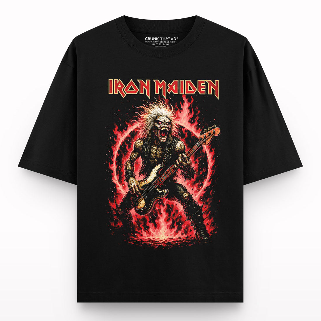 Fiery-Guitar-Oversized-T-shirt - Crunk Thread