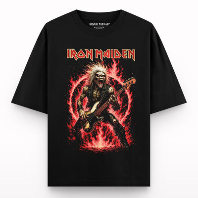 Fiery-Guitar-Oversized-T-shirt - Crunk Thread