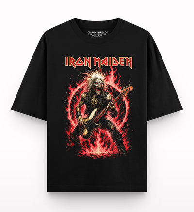 Fiery-Guitar-Oversized-T-shirt - Crunk Thread