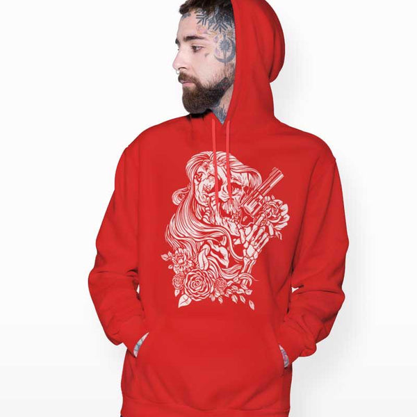Floral Skeleton With Gun Graphic Hoodie - Crunk Thread