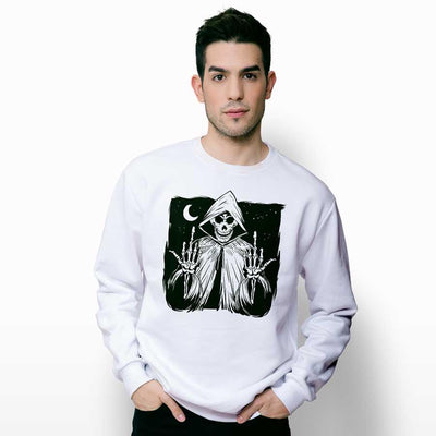 Grim Reaper Middle Finger Graphic Sweatshirt - Crunk Thread