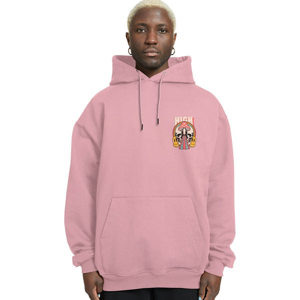 High Relaxed Fit Baby Pink Drop Shoulder Hoodie - Crunk Thread