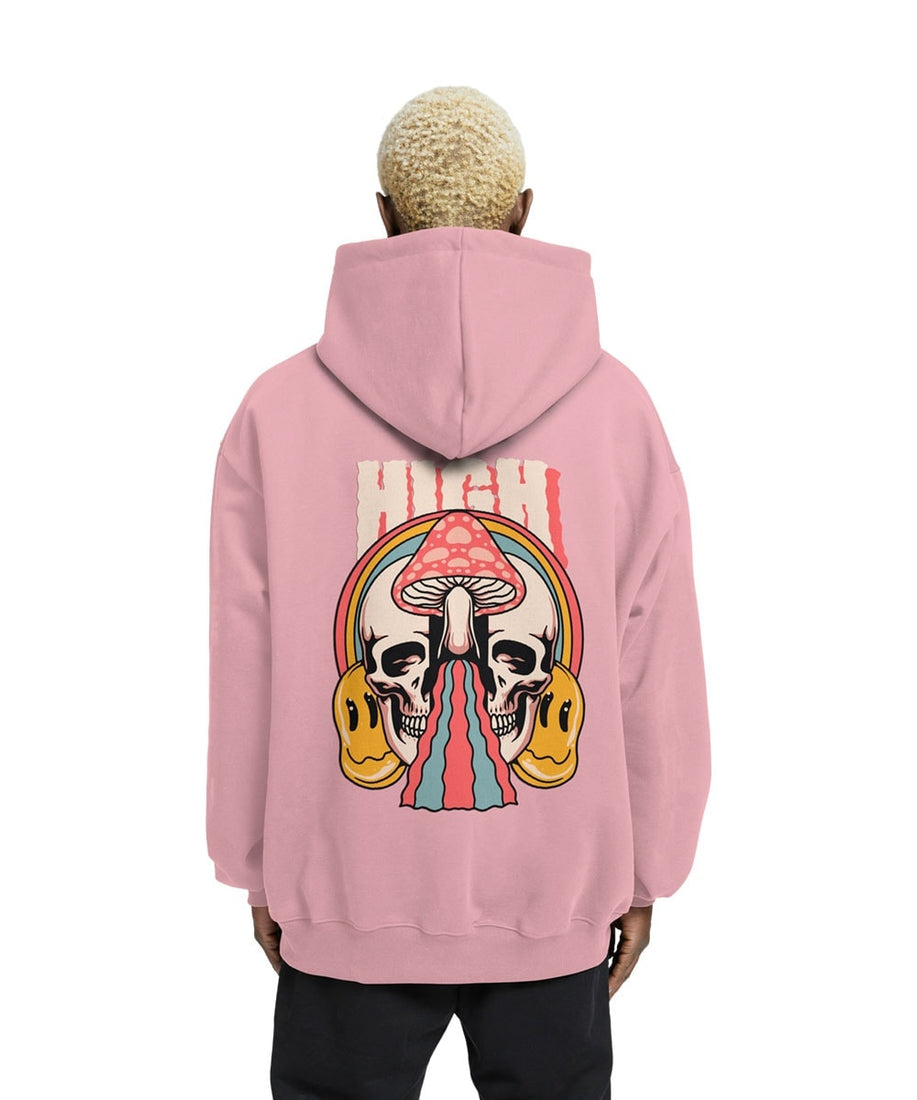 High Relaxed Fit Baby Pink Drop Shoulder Hoodie - Crunk Thread