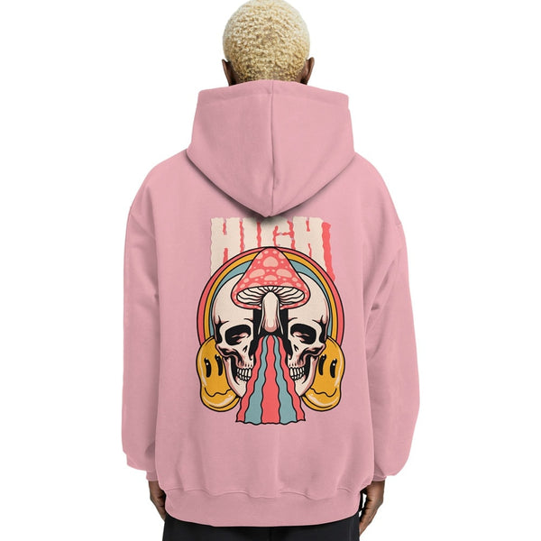 High Relaxed Fit Baby Pink Drop Shoulder Hoodie - Crunk Thread