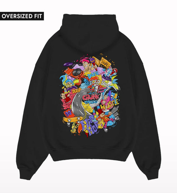 Doodle Hip-Hop Oversized Hoodie.