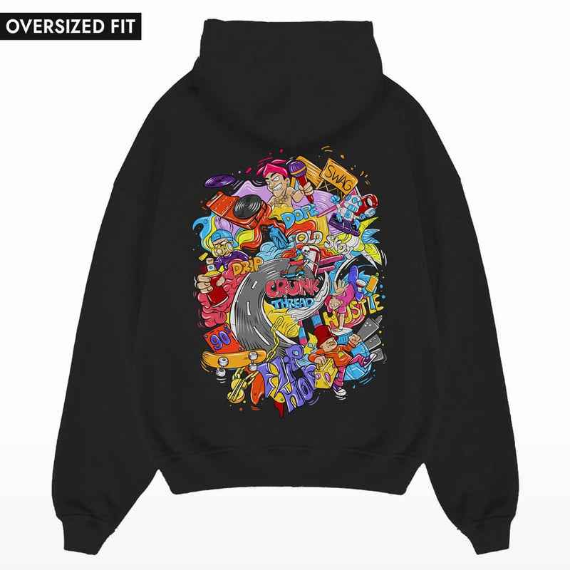 Doodle Hip-Hop Oversized Hoodie.