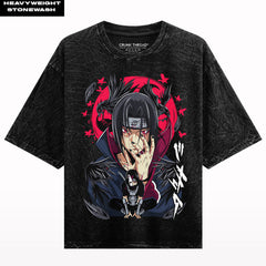 Itachi Anime Stonewash Oversized T-shirt