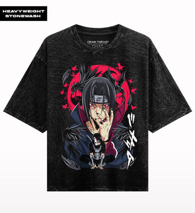 Itachi-stonewash-oversized-t-shirt - Crunk Thread